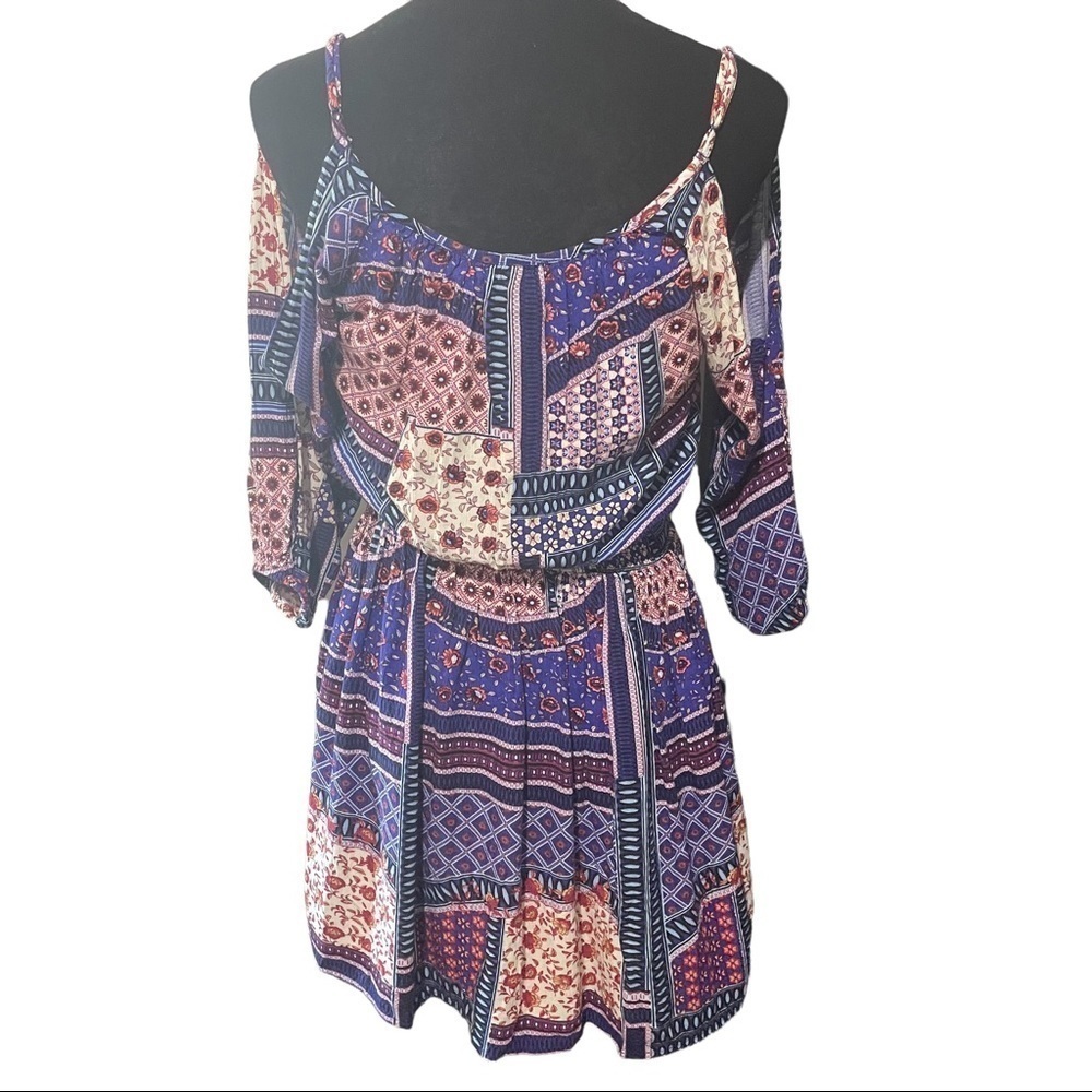 American Eagle Colorful Patchwork Boho Dress W/Ci… - image 1